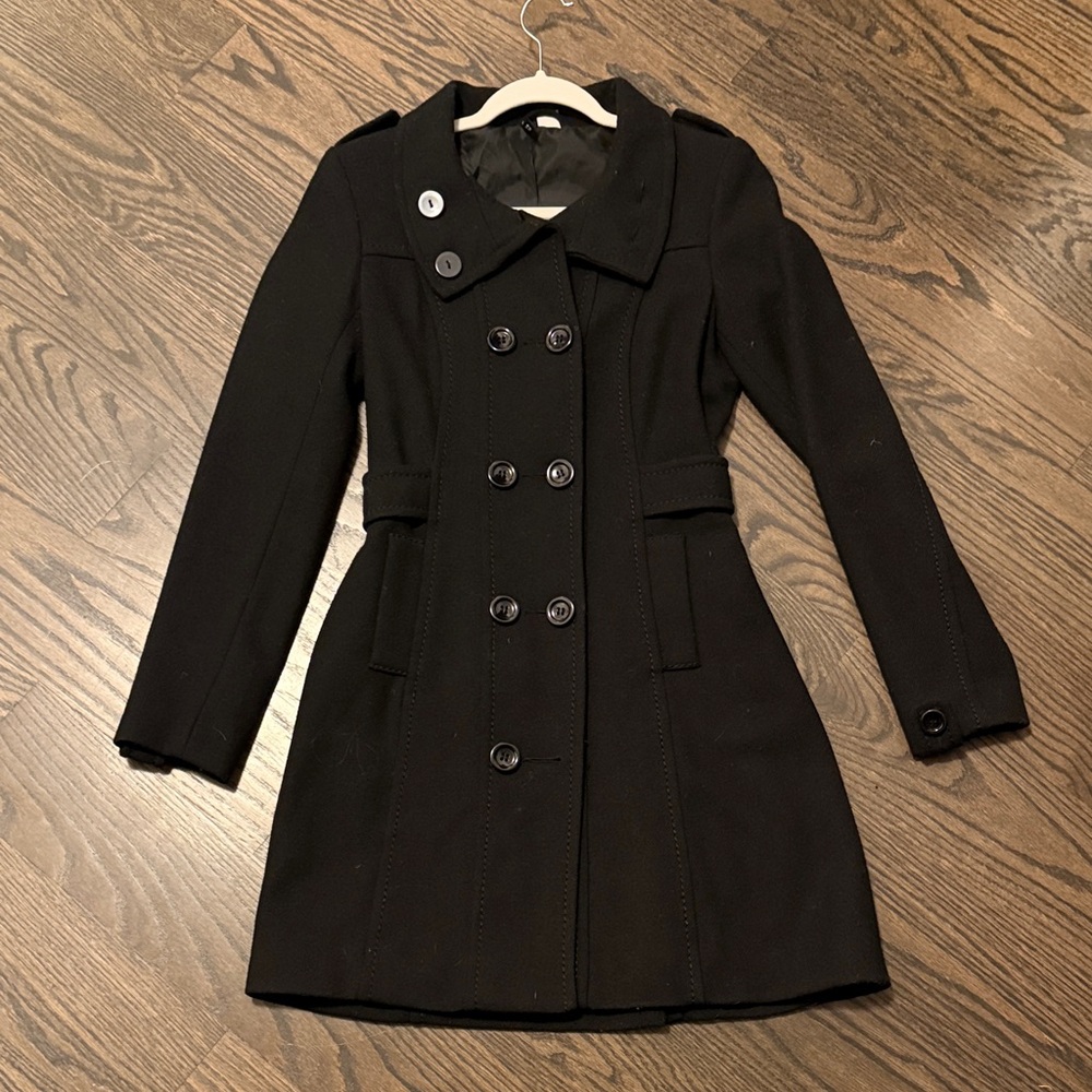 Divided Black Double-Breasted Trench Coat